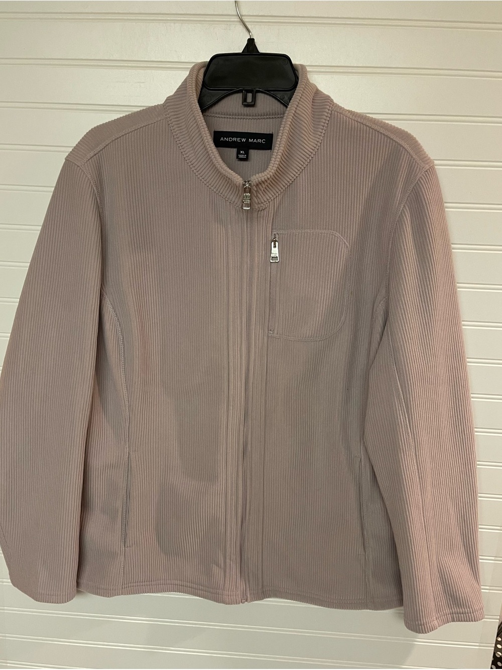 Andrew Marc Women's Ribbed Full Zip Jacket Sz XL Pockets Lavender EUC